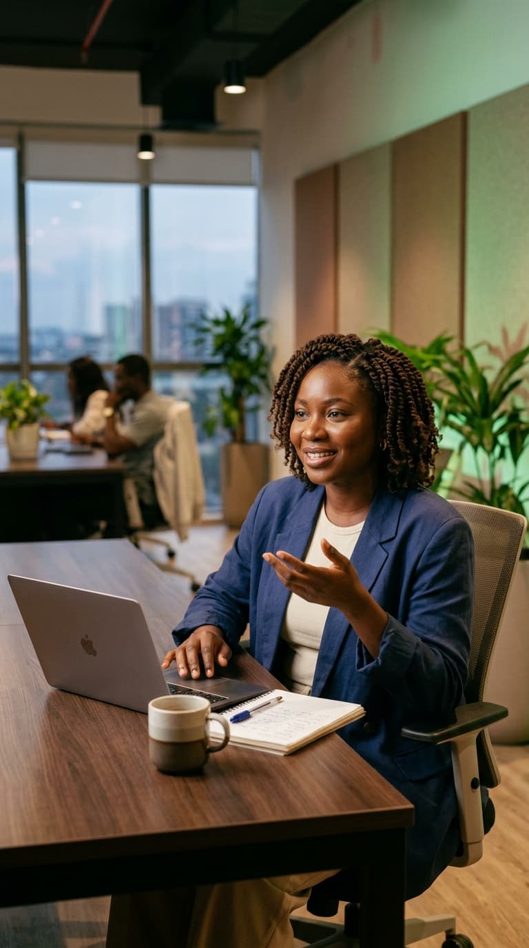 Nigerian project consultant in a modern office