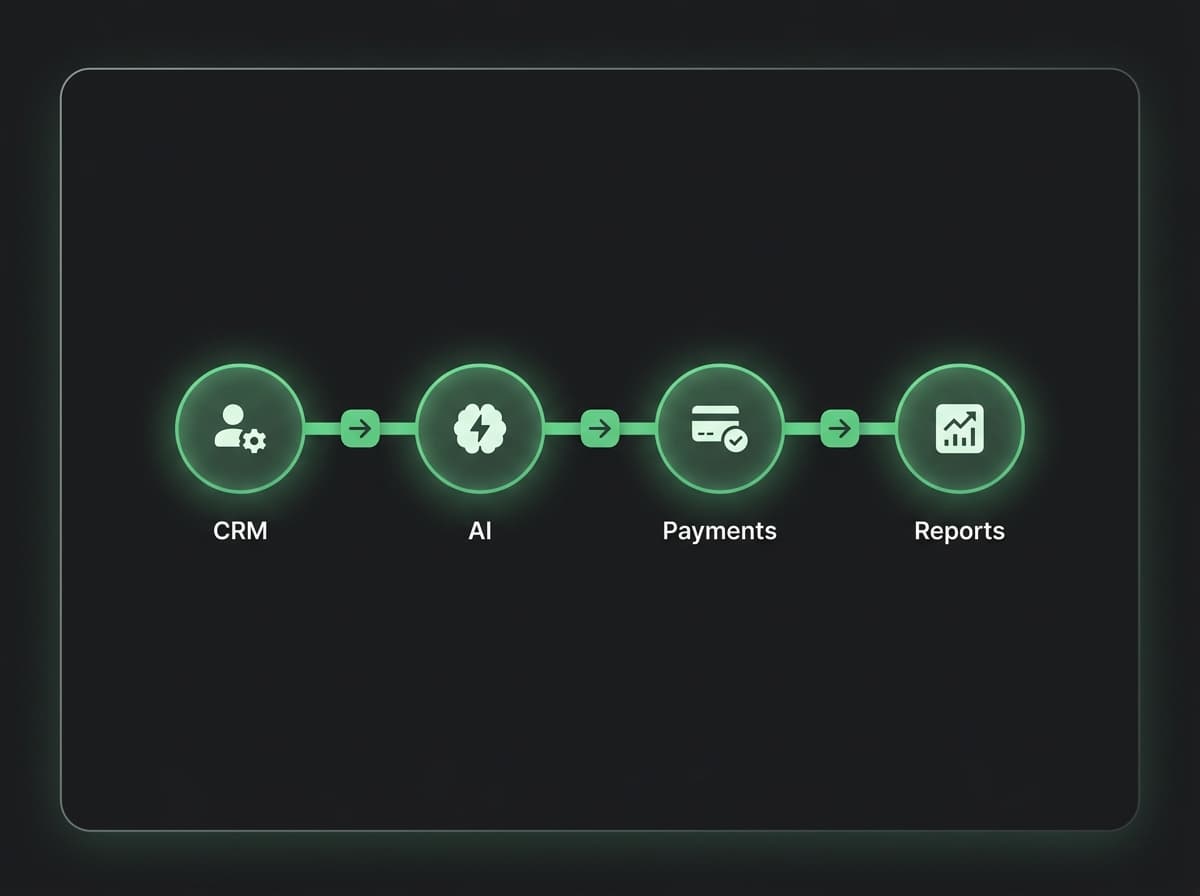 Workflow diagram connecting business applications