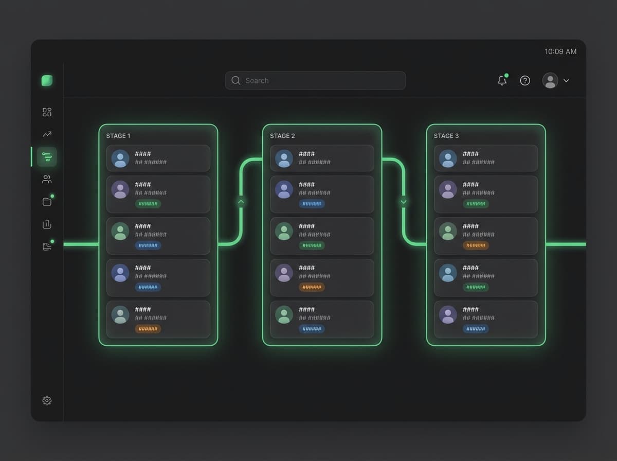 CRM sales pipeline showing leads moving through stages